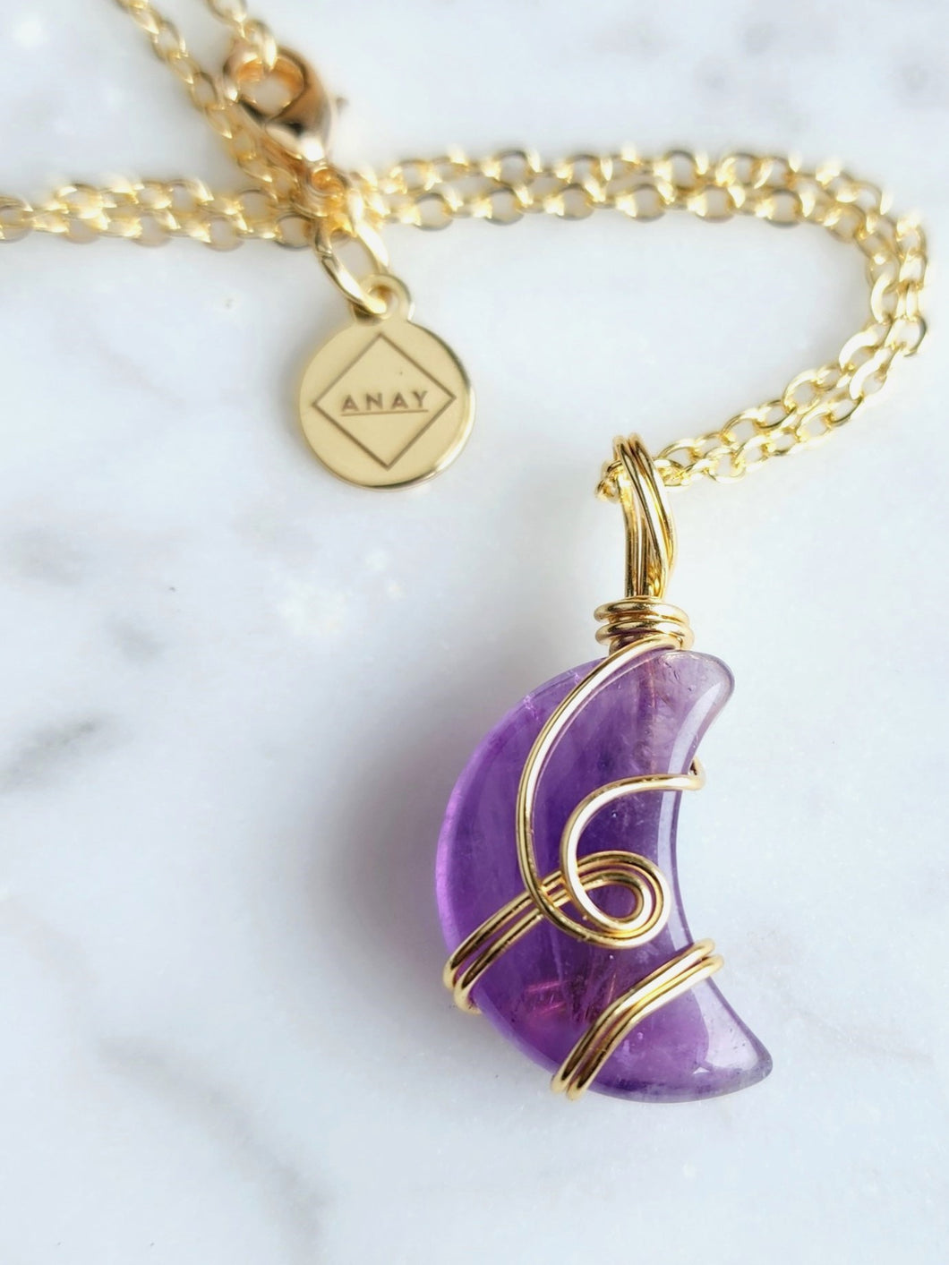 Amethyst Moon Wrap - Gold 20 Inch length