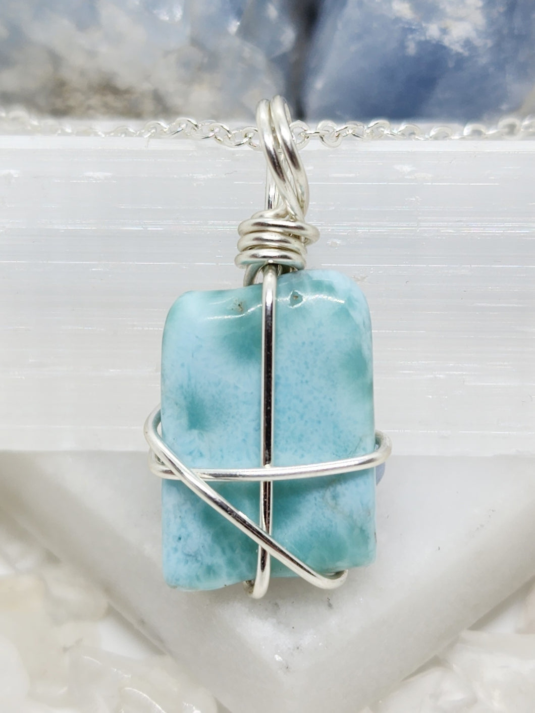 Larimar Wrap - Silver 20 Inch length