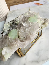 Load image into Gallery viewer, Prehnite, with its calming green tones, enhances intuition and fosters inner peace, while clear quartz amplifies intentions and heightens awareness. Together, they offer a unique blend of energies that support self-healing, deepen meditation practices, and encourage a stronger connection to one&#39;s higher self.
